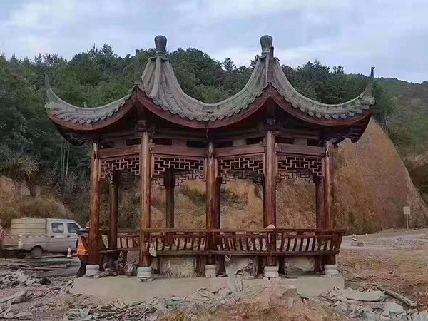 雙胞胎古建六角亭